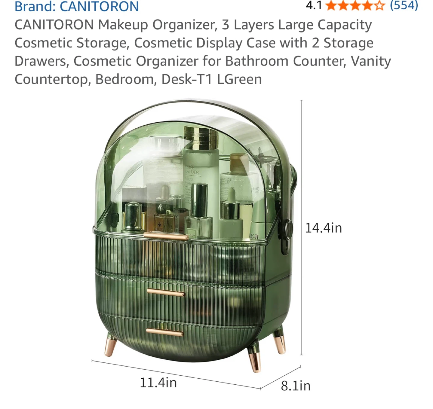 CANITORON 3-Layer Makeup Organizer - LGreen - photo 5