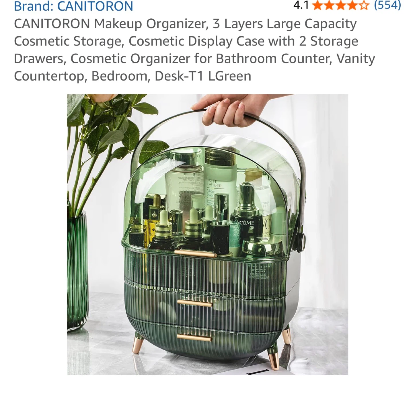 CANITORON 3-Layer Makeup Organizer - LGreen