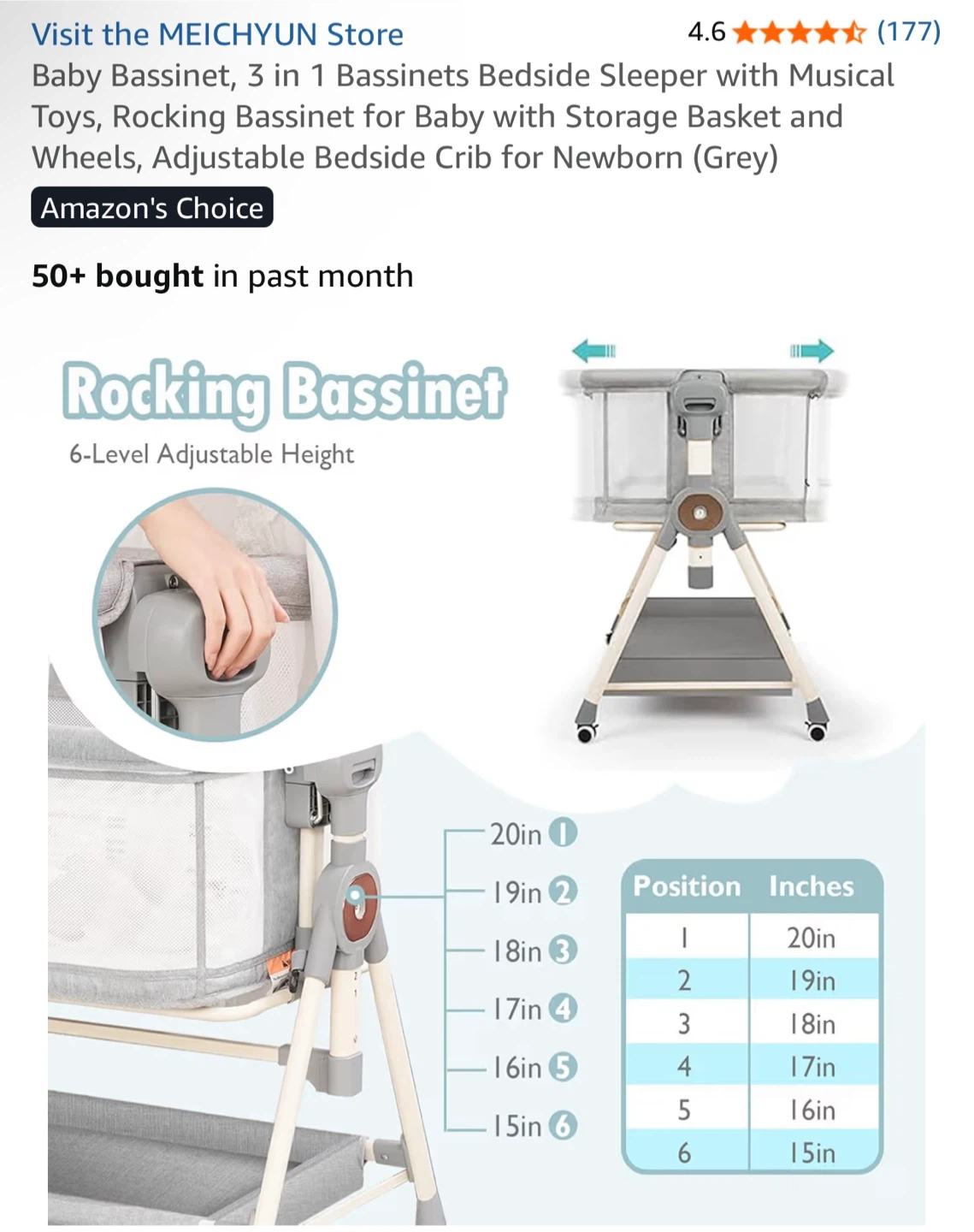 MEICHYUN Baby Bassinet - Grey - photo 2