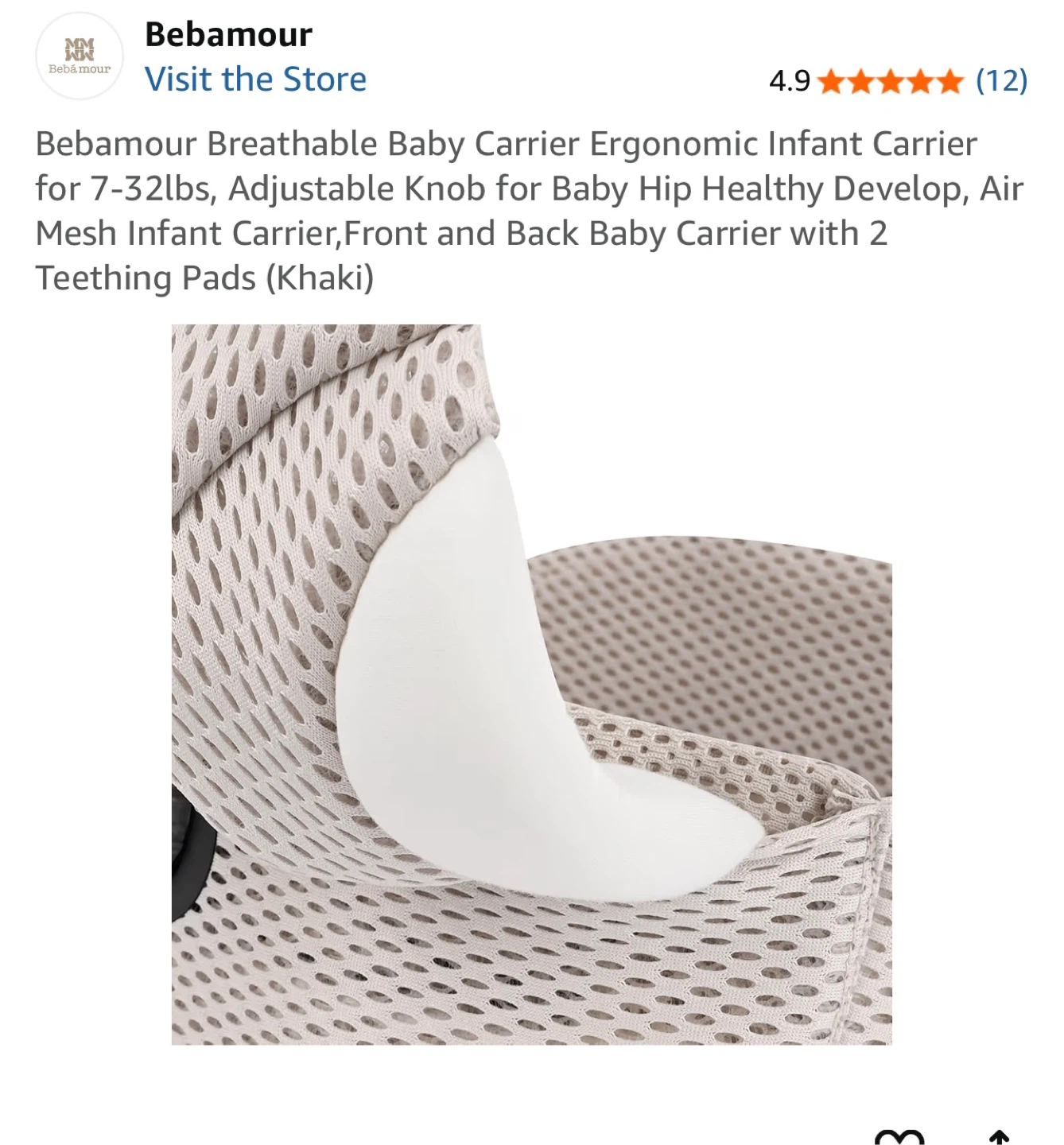 Bebamour Breathable Baby Carrier - Khaki - photo 5