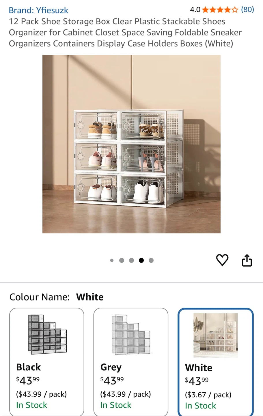 Yfiesuzk Shoe Storage Box - White - photo 5