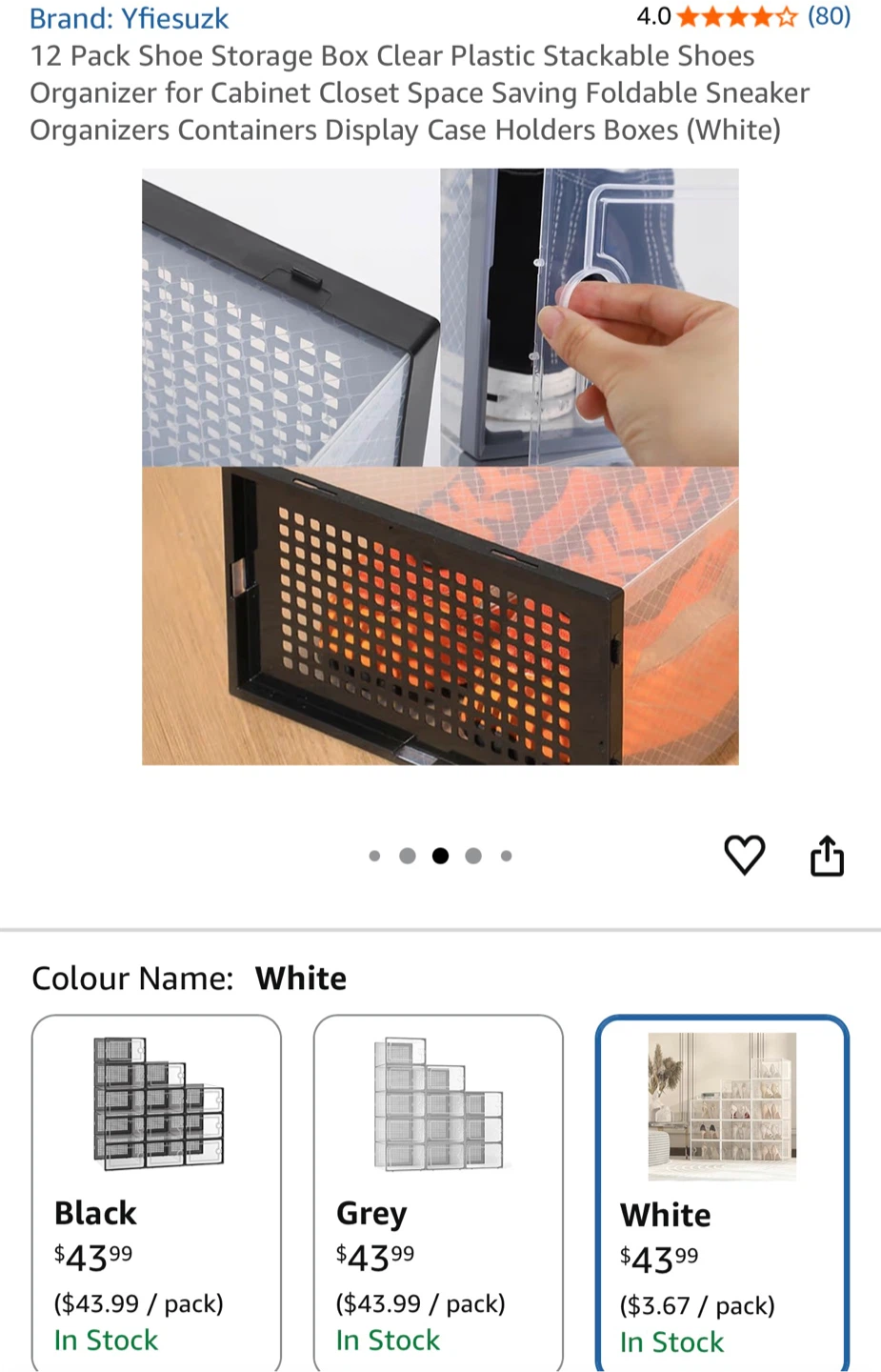 Yfiesuzk Shoe Storage Box - White - photo 4