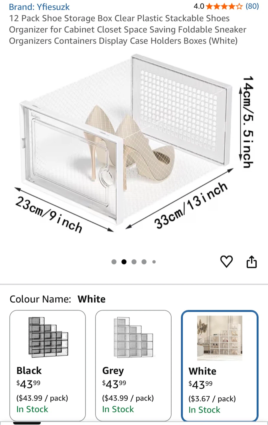 Yfiesuzk Shoe Storage Box - White - photo 2