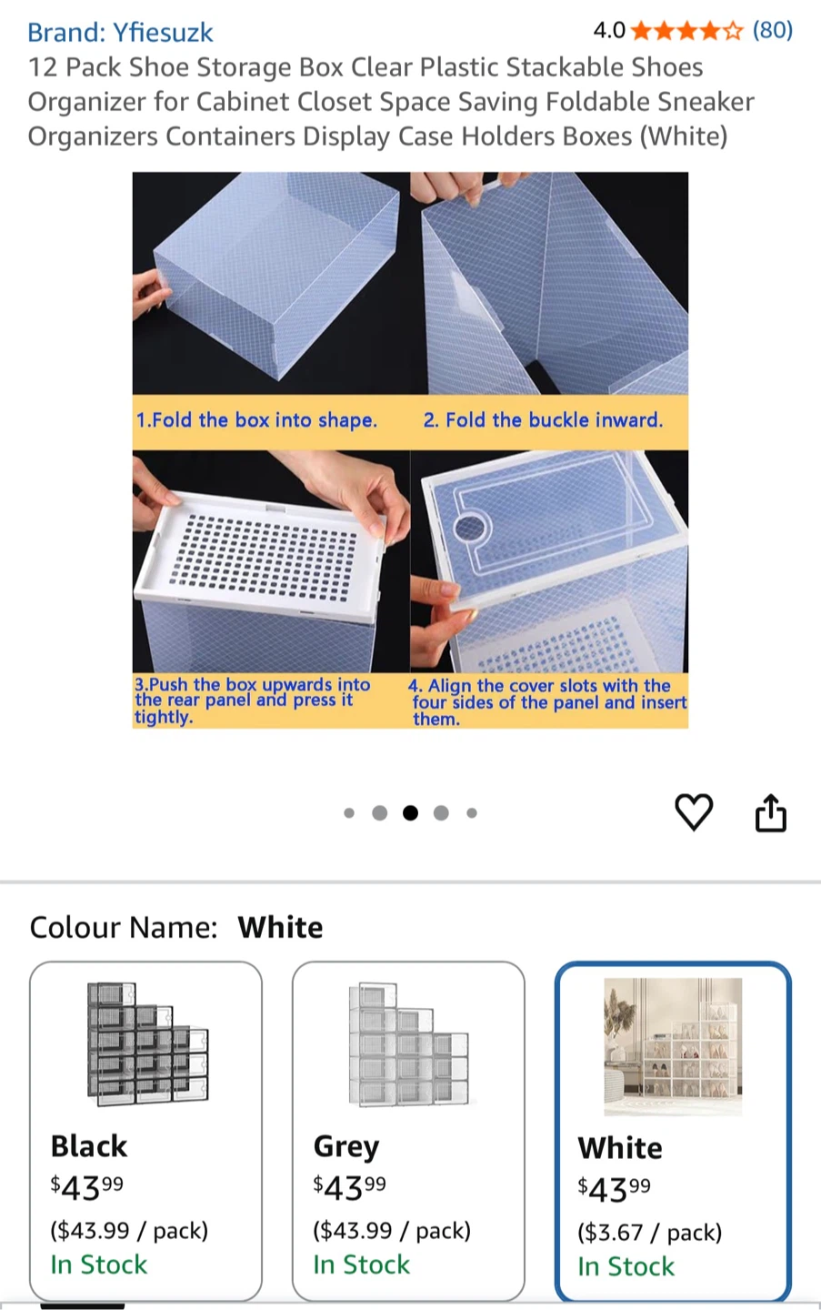 Yfiesuzk Shoe Storage Box - White - photo 3