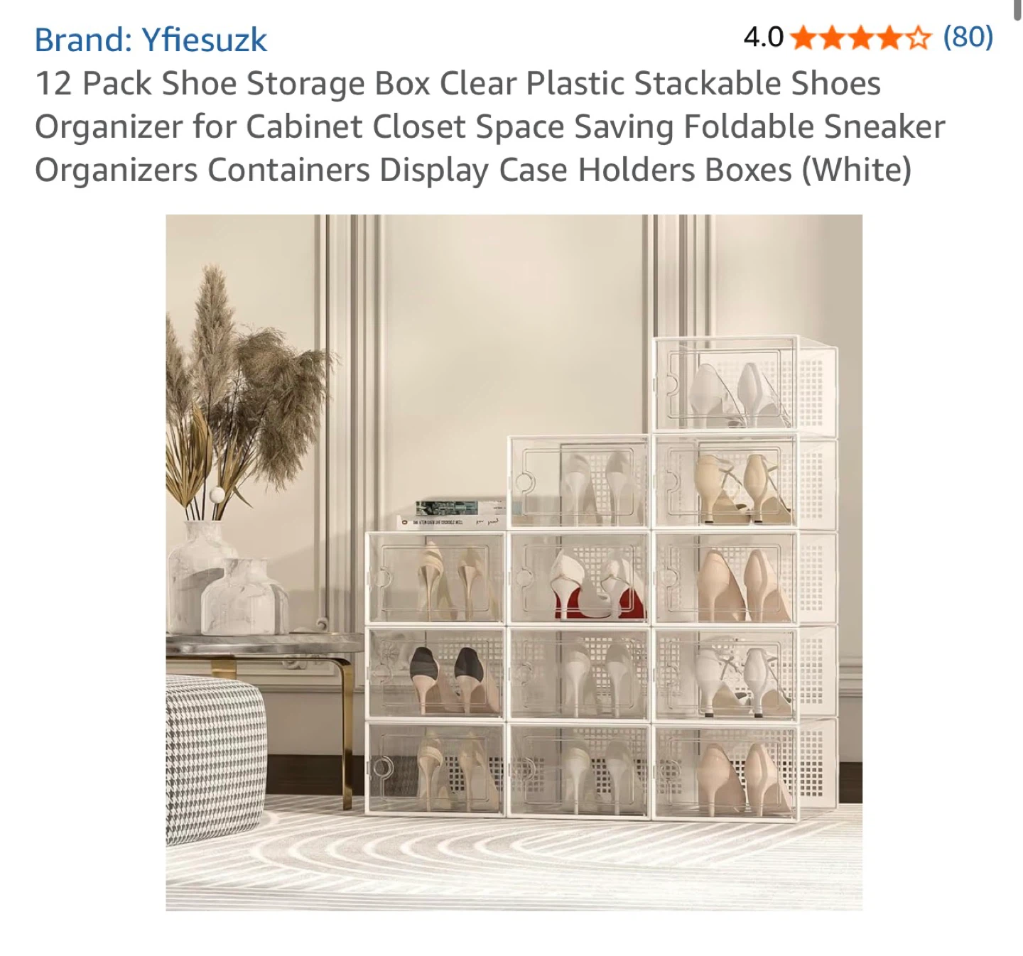 Yfiesuzk Shoe Storage Box - White