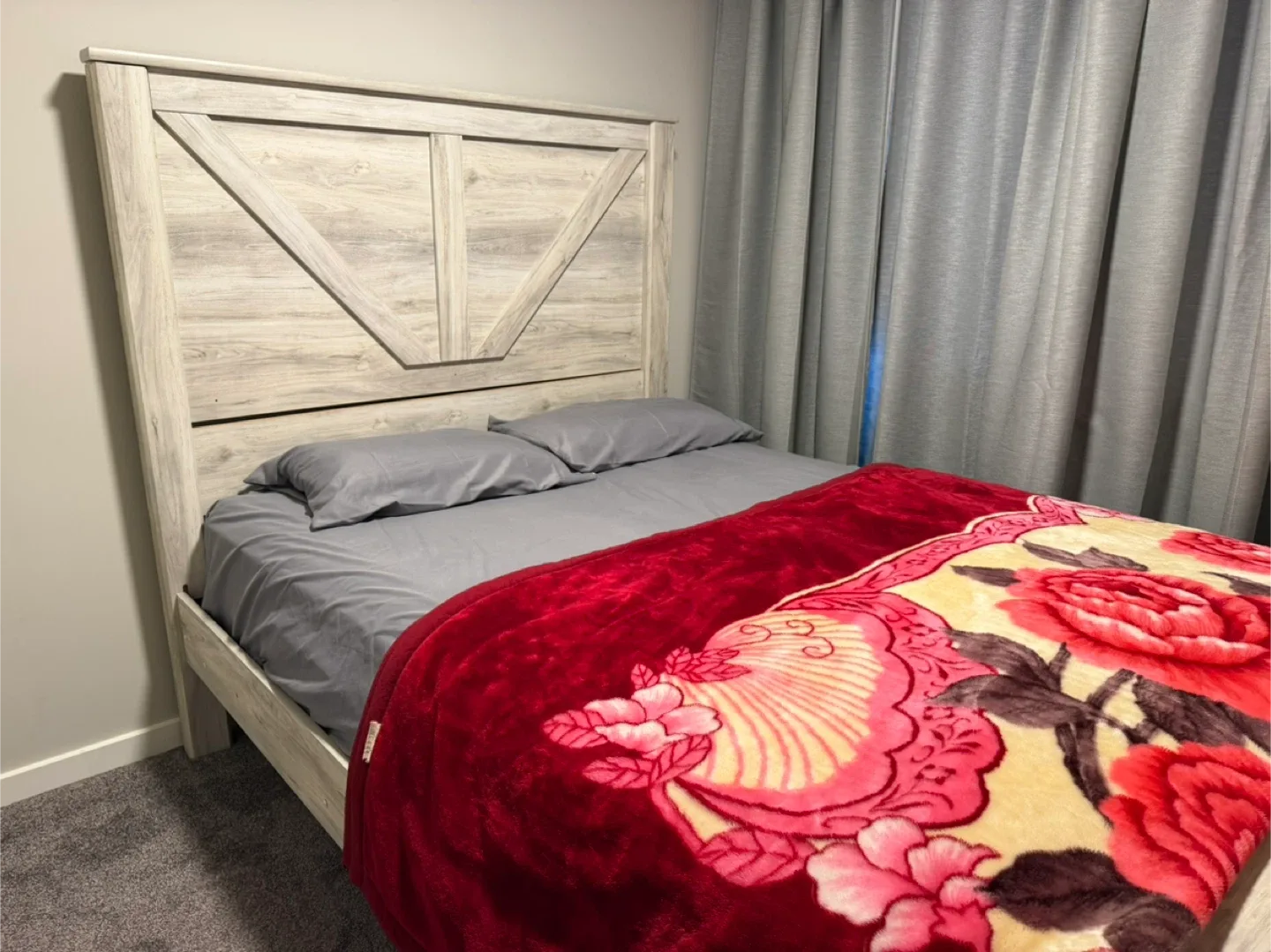 Whitewash Wooden Bed Frame