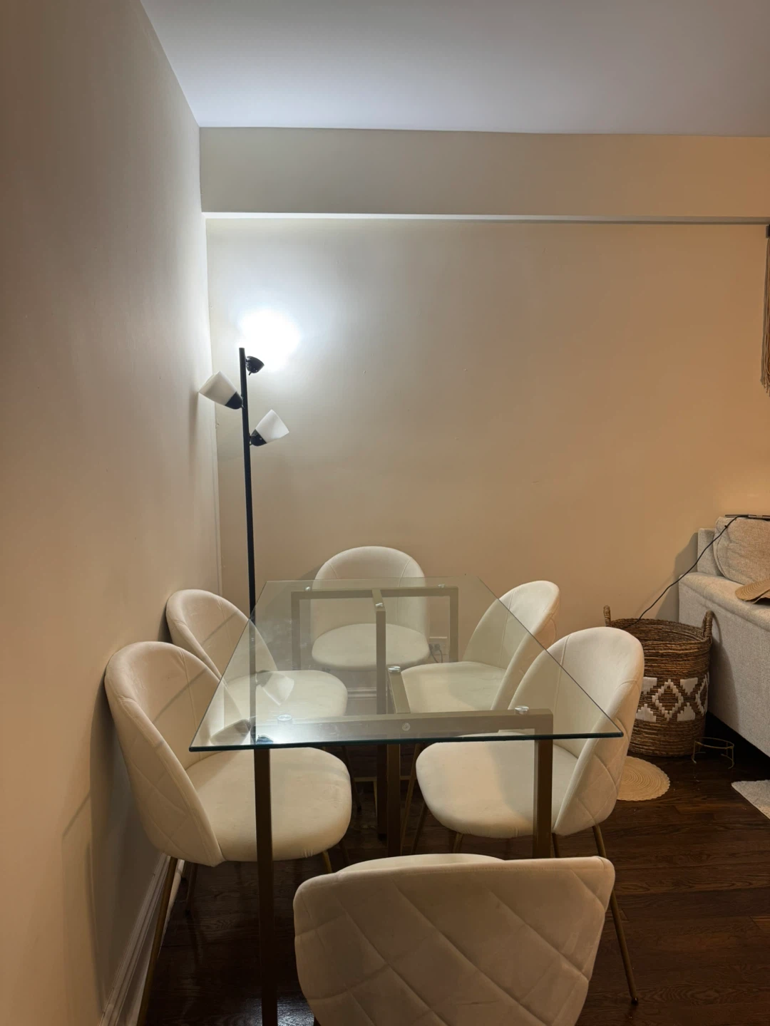 Glass Dining Table with 6 Velvet Chairs - photo 2