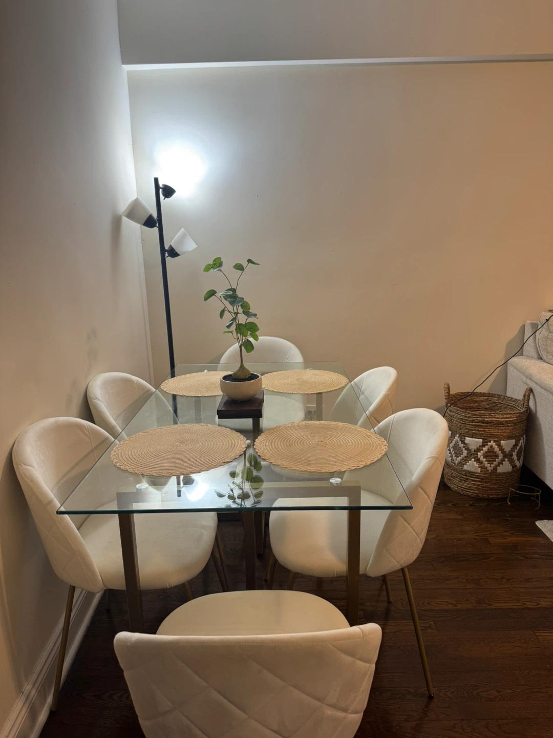 Glass Dining Table with 6 Velvet Chairs - photo 4