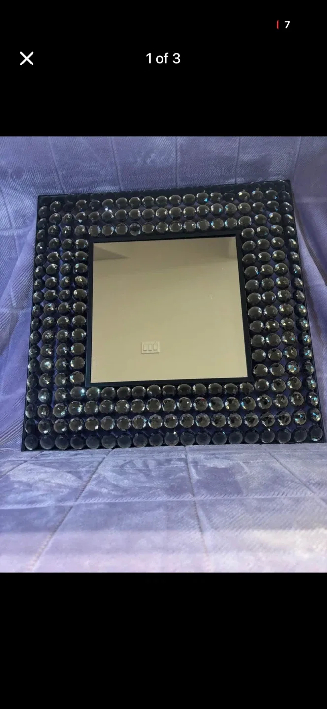 Black Beaded Mirror, 2ft x 2ft