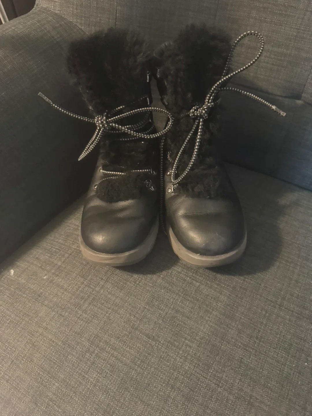 UGG Black Leather Winter Boots Size 9 US image indicator(3)