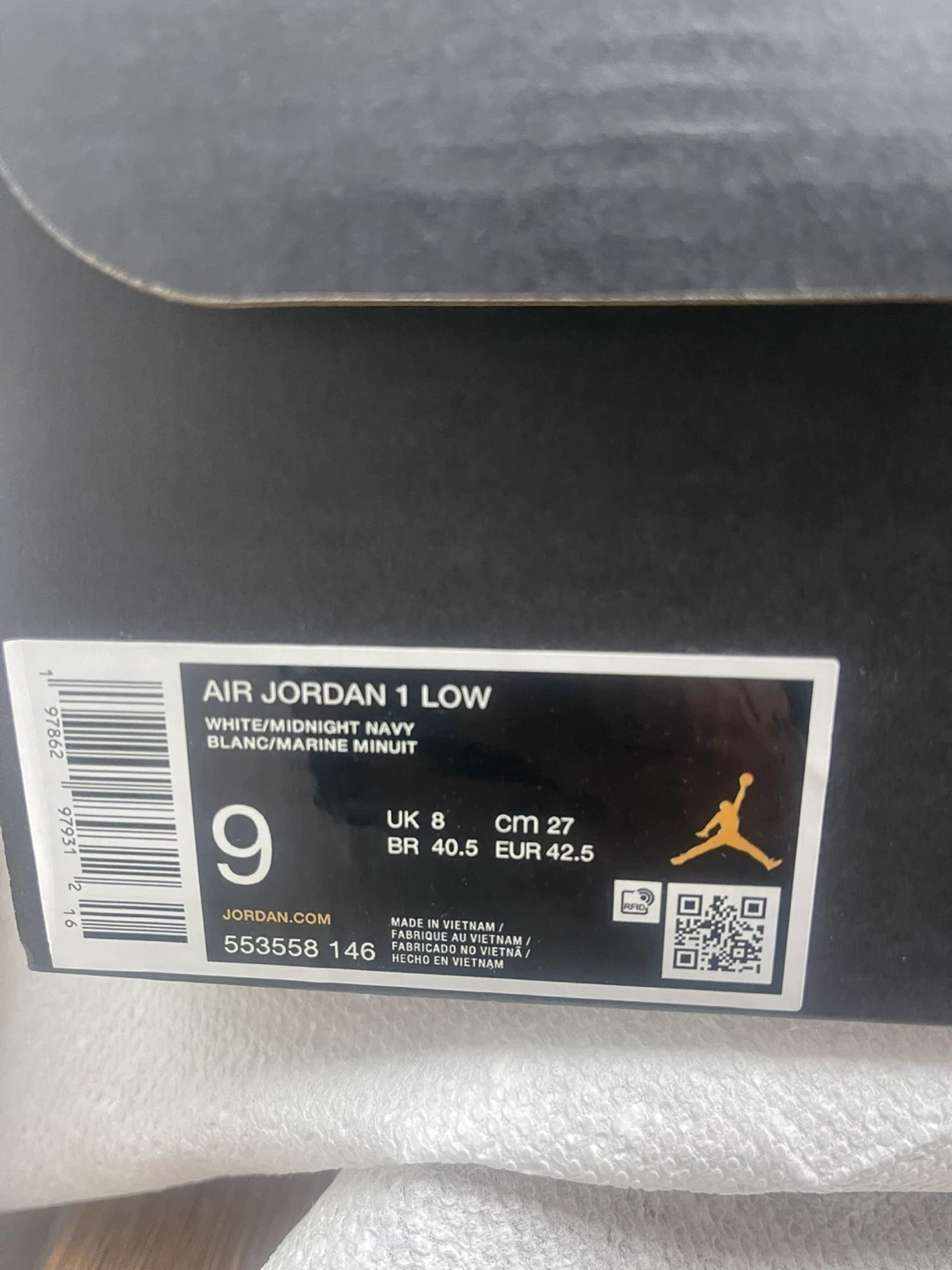 Air Jordan 1 Low White/Midnight Navy - Size 9 - photo 4