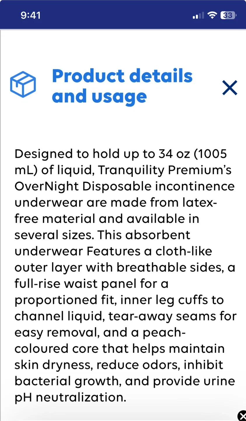 New Tranquility OverNight Underwear XL image indicator(2)