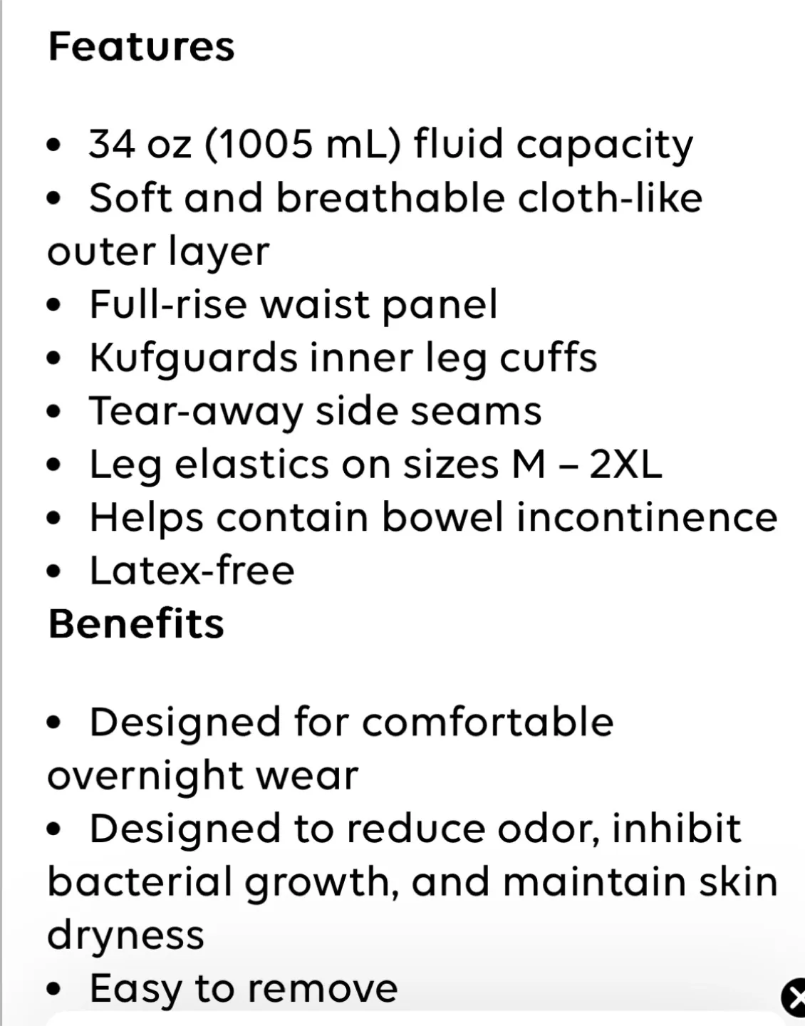 New Tranquility OverNight Underwear XL image indicator(3)