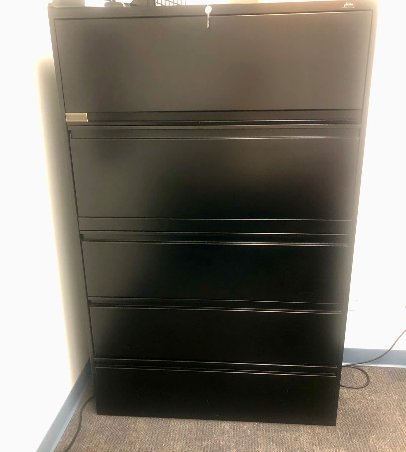 2 x Black 5-Drawer Filing Cabinet
