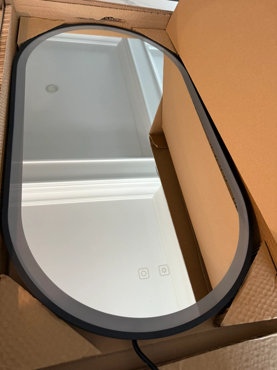 ICO LED Bathroom Mirror - Oval, Black Frame - photo 2