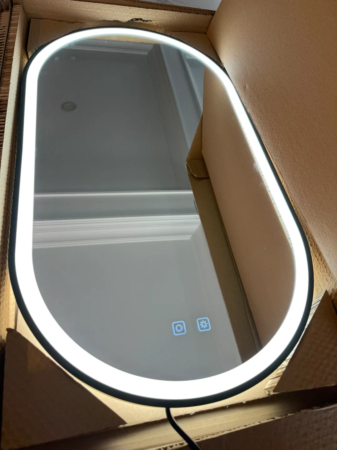 ICO LED Bathroom Mirror - Oval, Black Frame