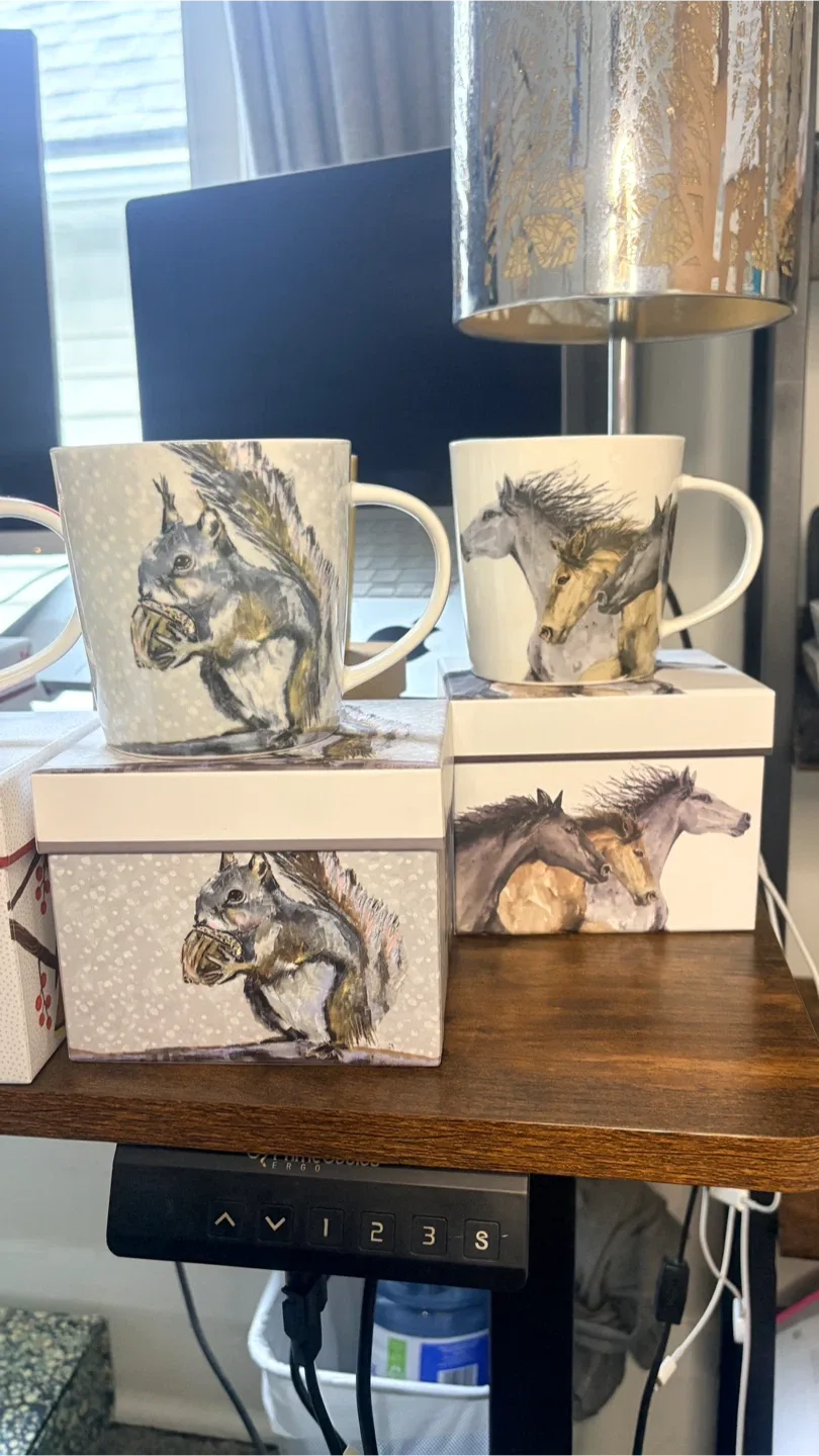 6 Art Bone China Mugs with Box