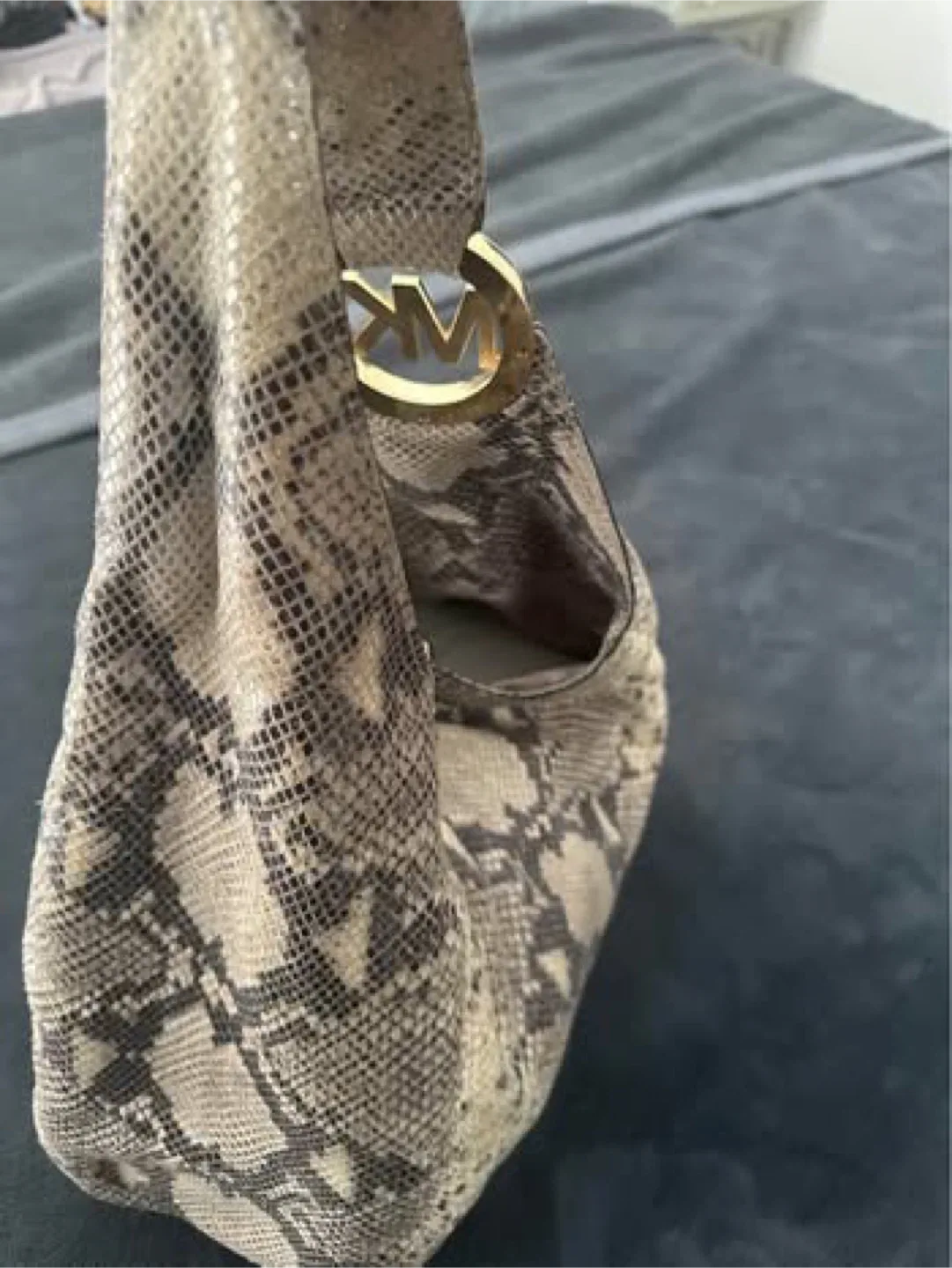 Authentic Michael Kors “python” Snakeskin Hobo Bag image indicator(4)