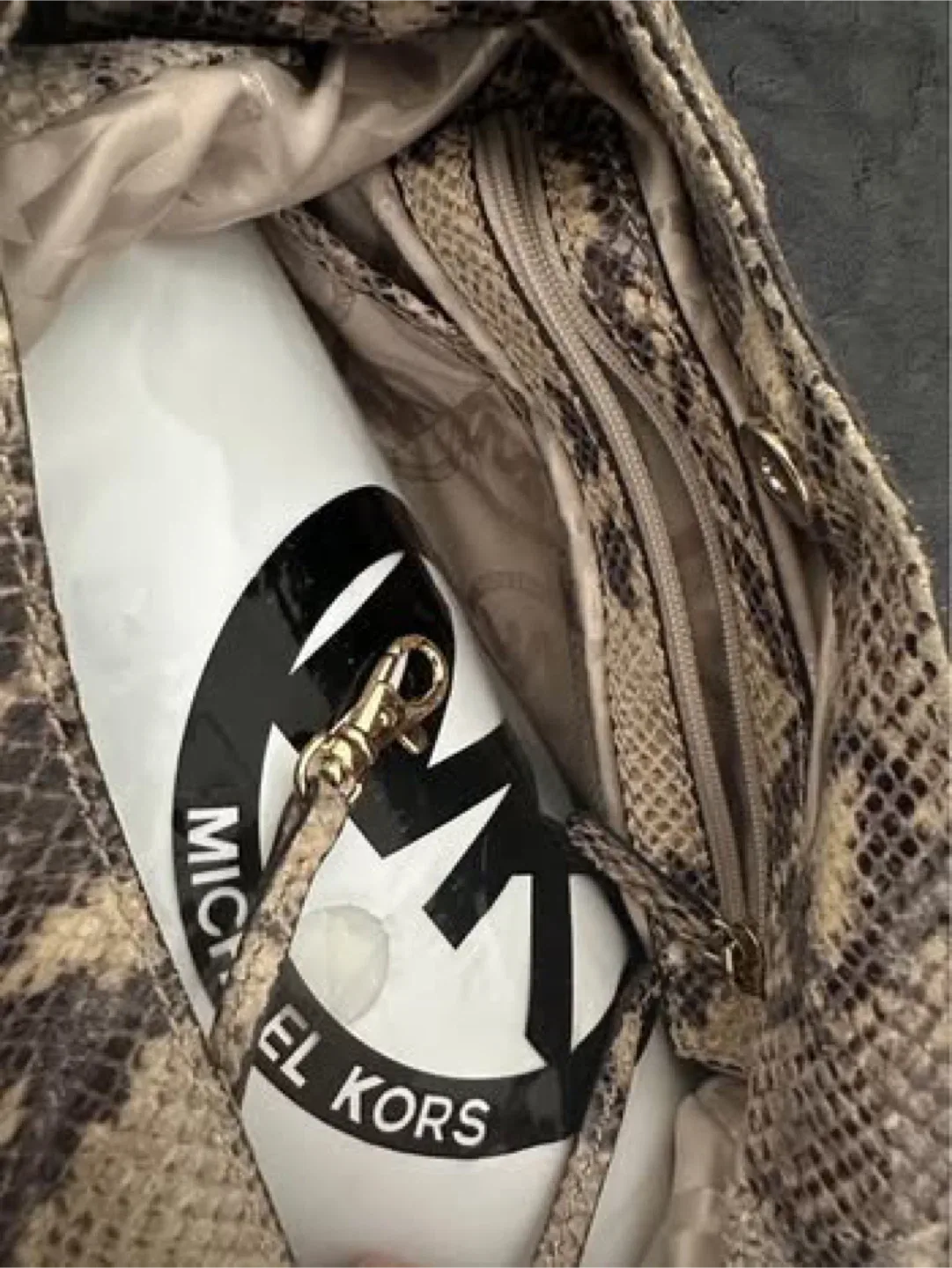 Authentic Michael Kors “python” Snakeskin Hobo Bag image indicator(7)