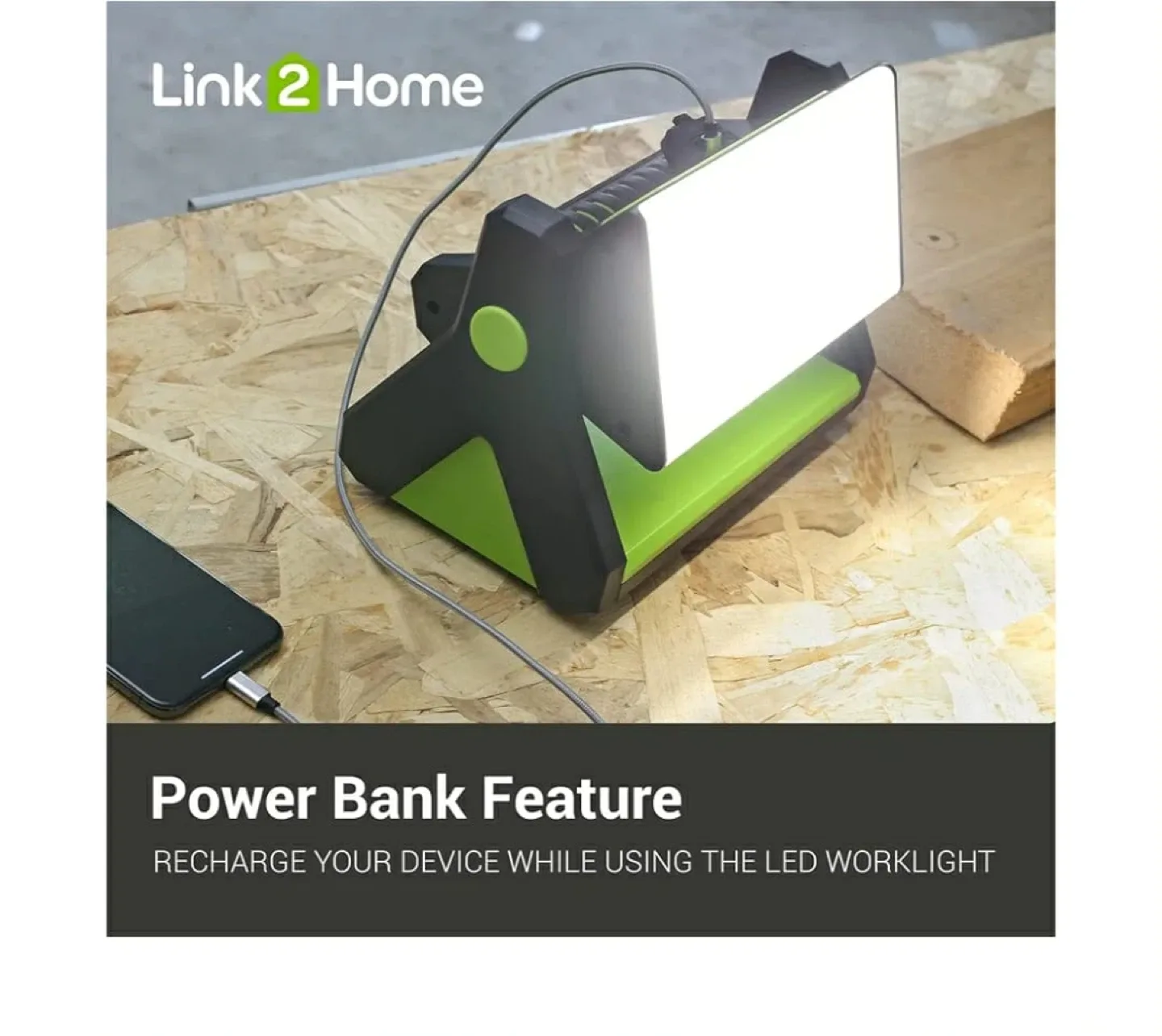 Link2Home Rechargeable LED Work Light - 2400 Lumens image indicator(2)