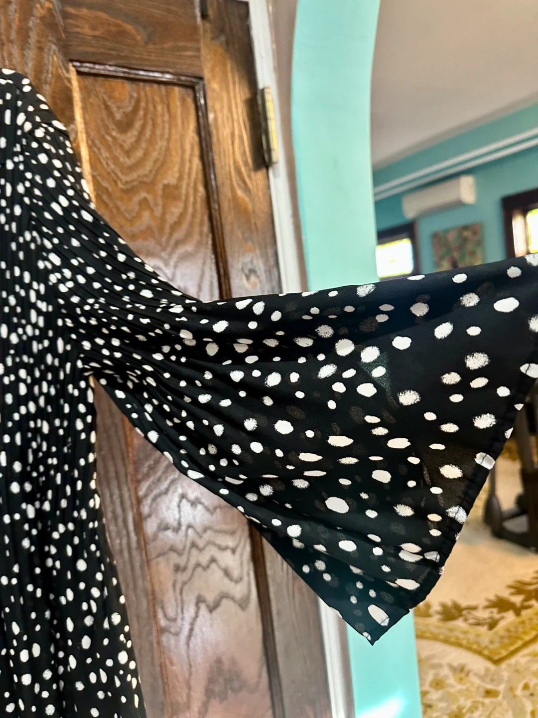 Black & White Polka Dot Pleated Blouse - photo 2