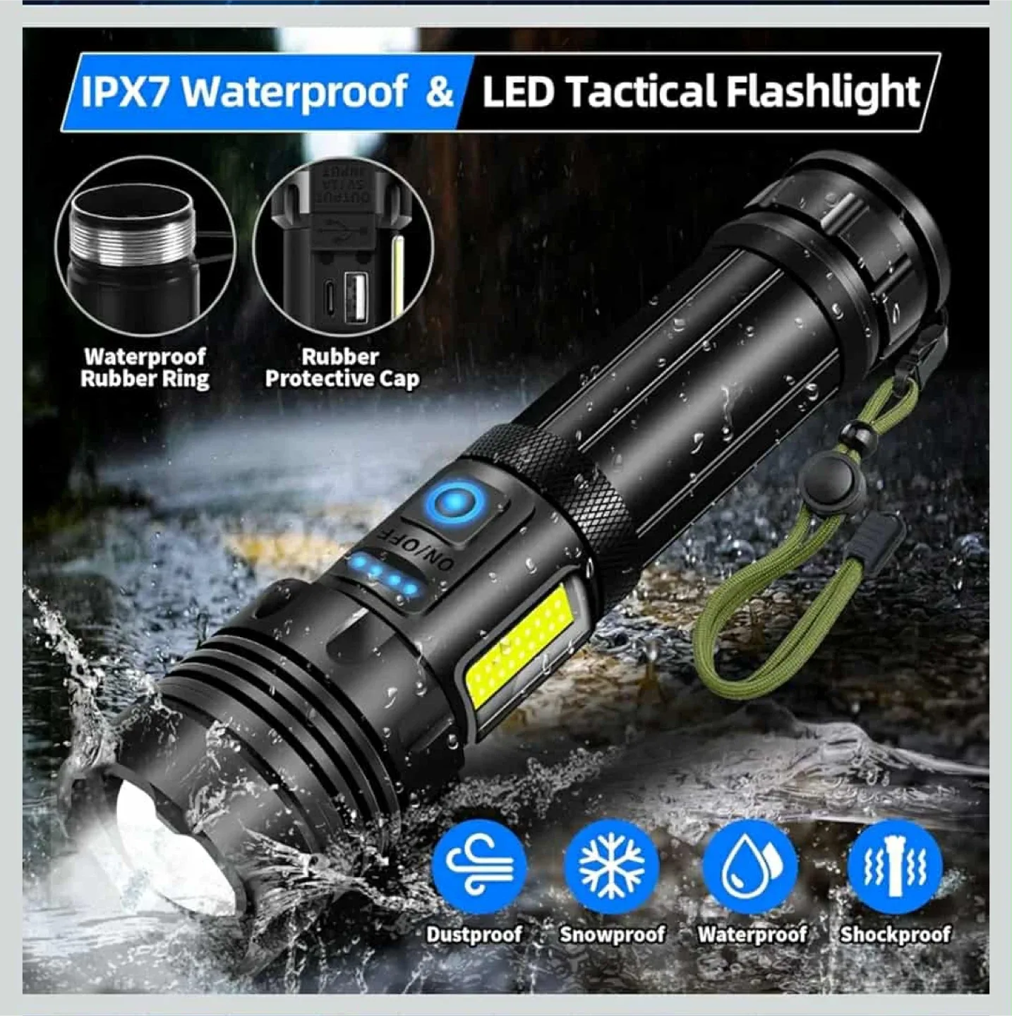 LED Tactical Flashlight - Waterproof & Shockproof image indicator(5)