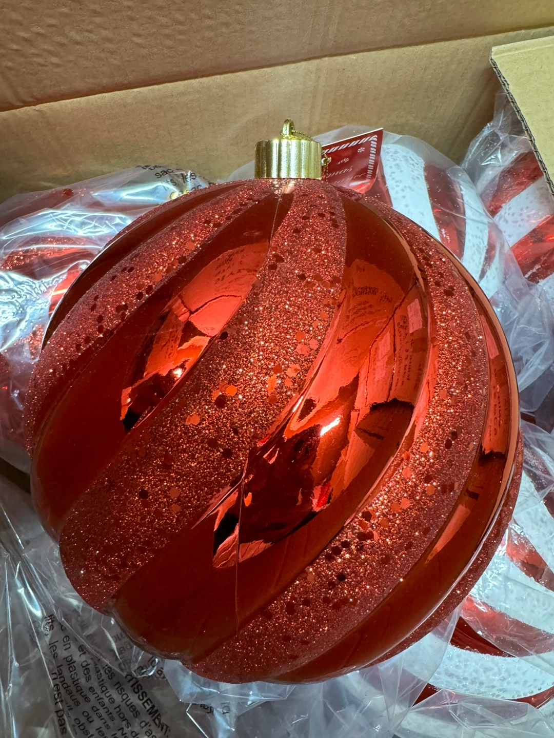 Beautiful 8” Ornament Christmas Ball - 3 Pack, Red