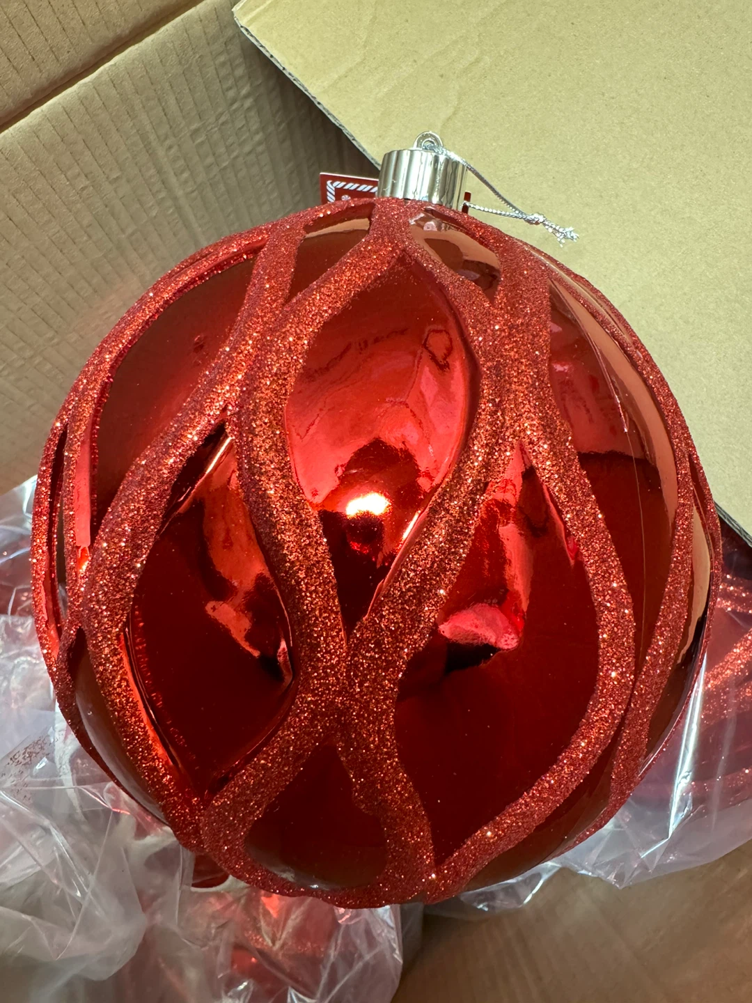 Beautiful 8” Ornament Christmas Ball - 3 Pack, Red