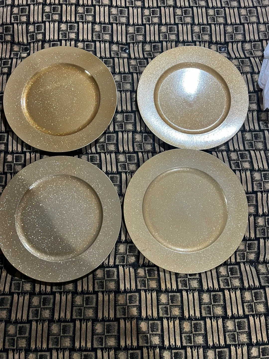Golden glitter plastic plates