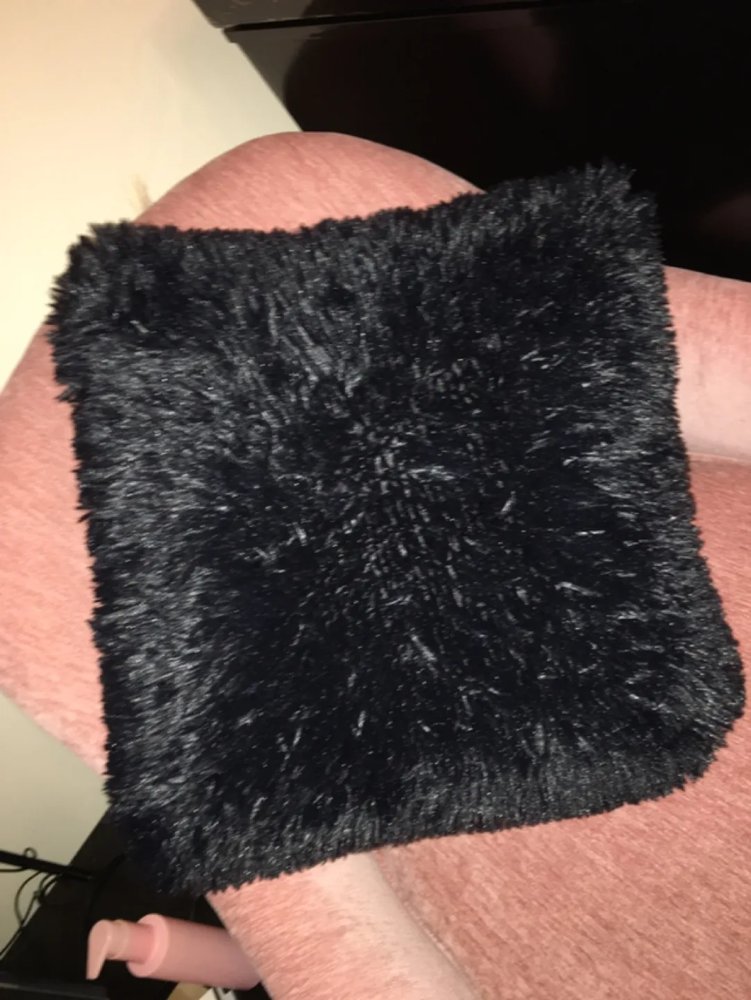 Black Faux Fur Throw Pillow