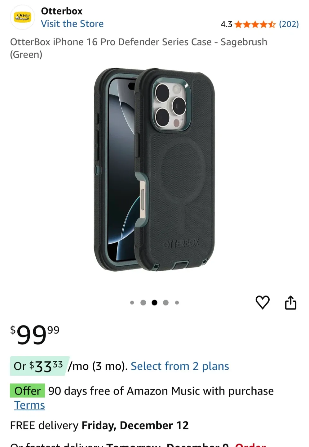 Otterbox iPhone 16 Pro Defender Case - Sagebrush (Green)