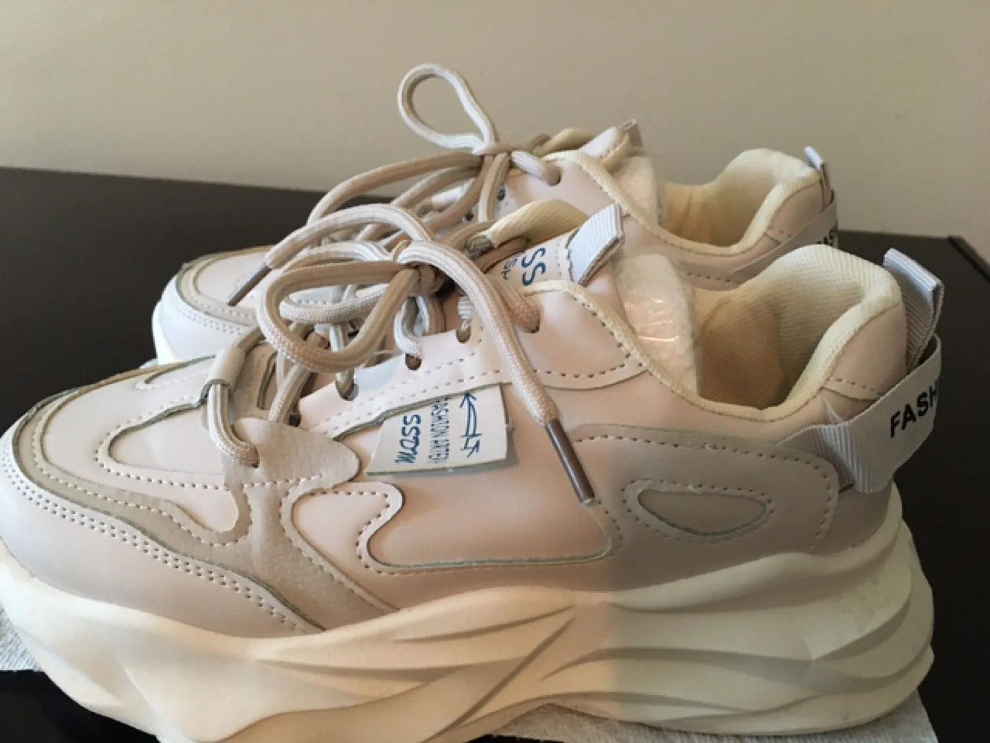 Fashionartery Beige Platform Sneakers