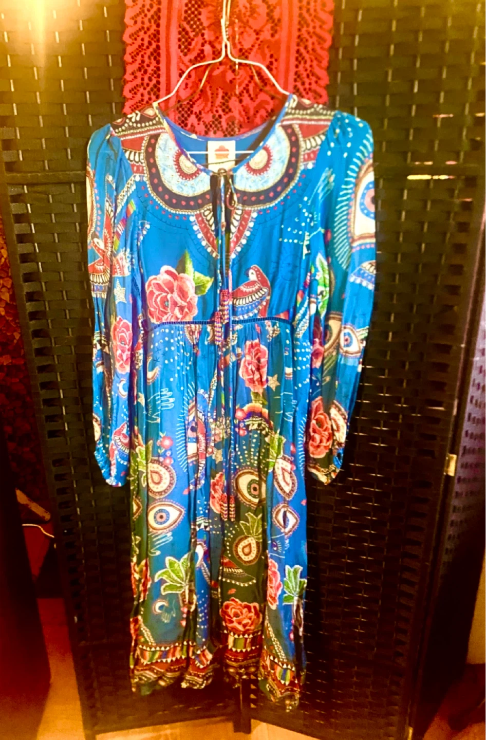 Blue Floral Long Sleeve Dress