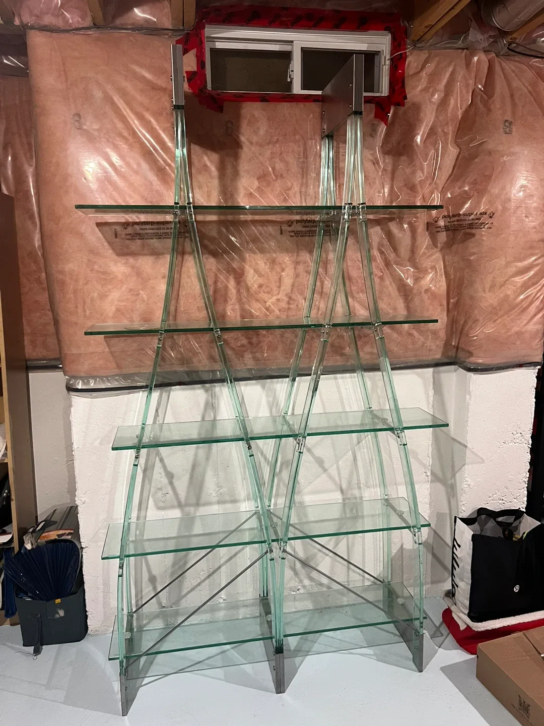 Glass & metal shelf unit