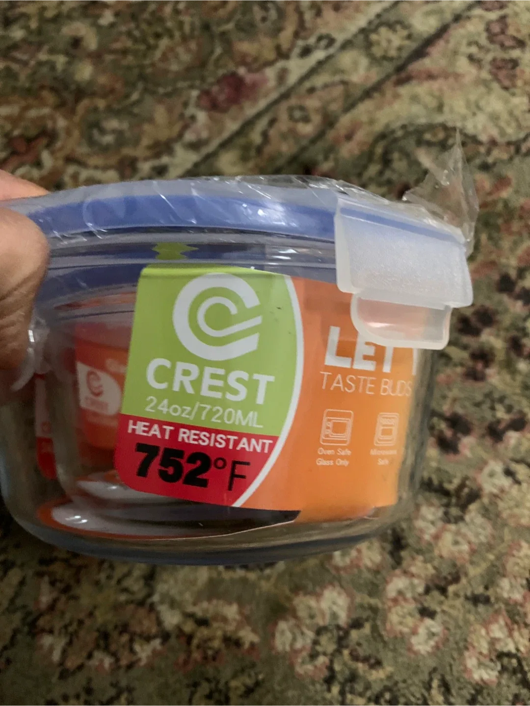 New Crest Heat Resistant 2 Glass Container 24oz image indicator(3)