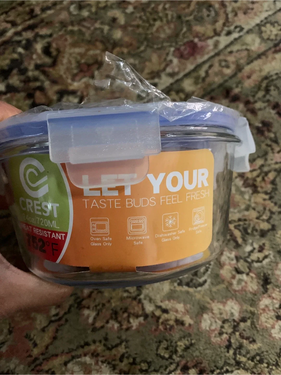 New Crest Heat Resistant 2 Glass Container 24oz image indicator(2)