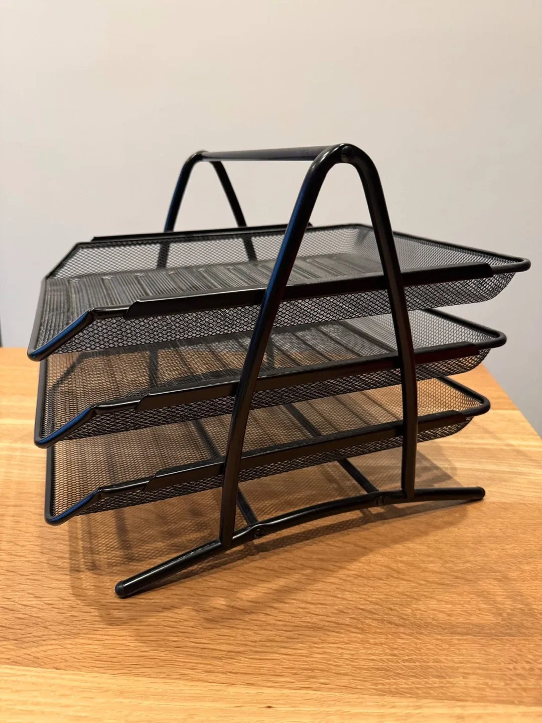 Black Metal Mesh 3-Tier Document Tray