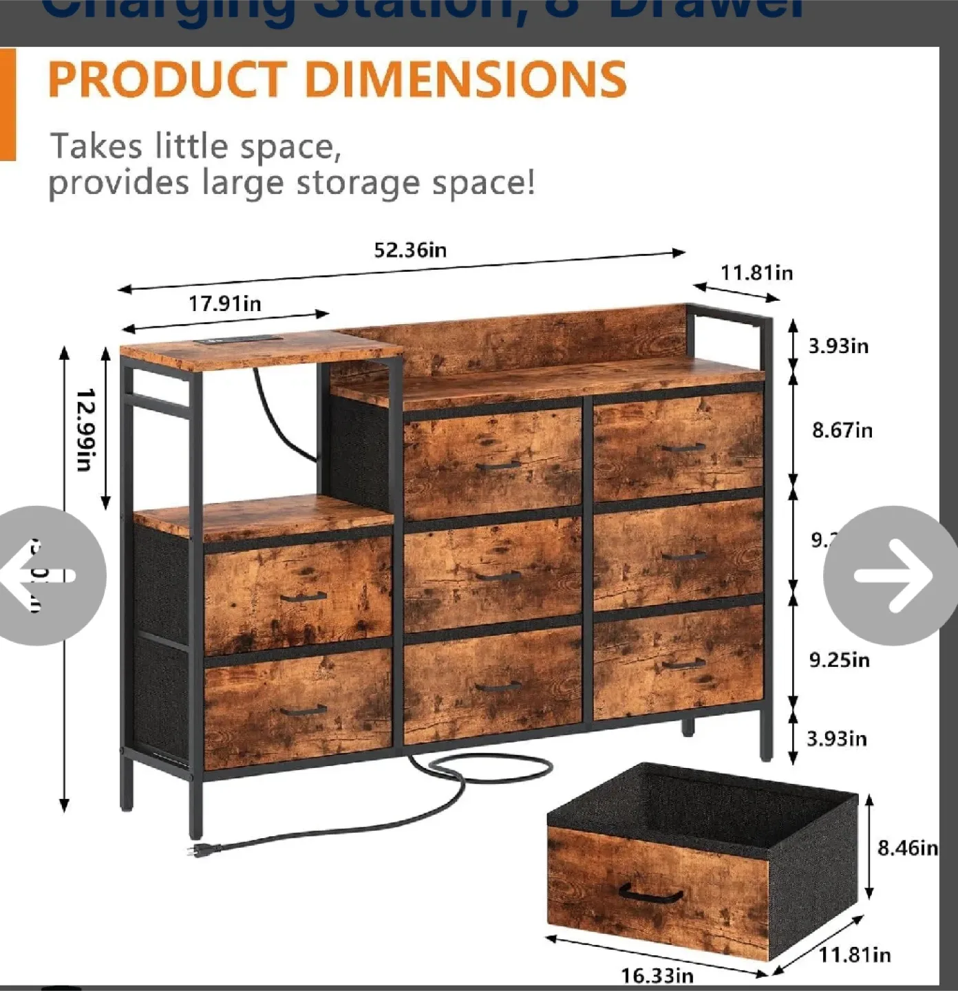 8-Drawer Dresser with Charging Station