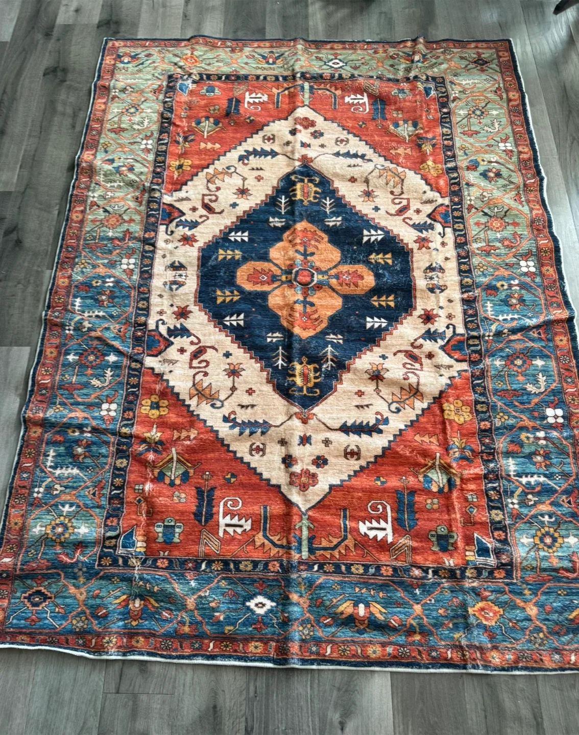 Area Rug - Red, Blue, Beige