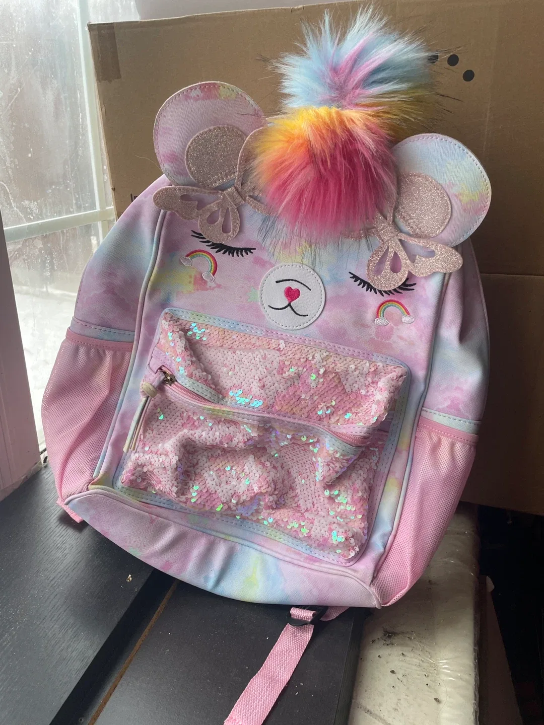 Kids' Unicorn Backpack - Rainbow Pom Pom