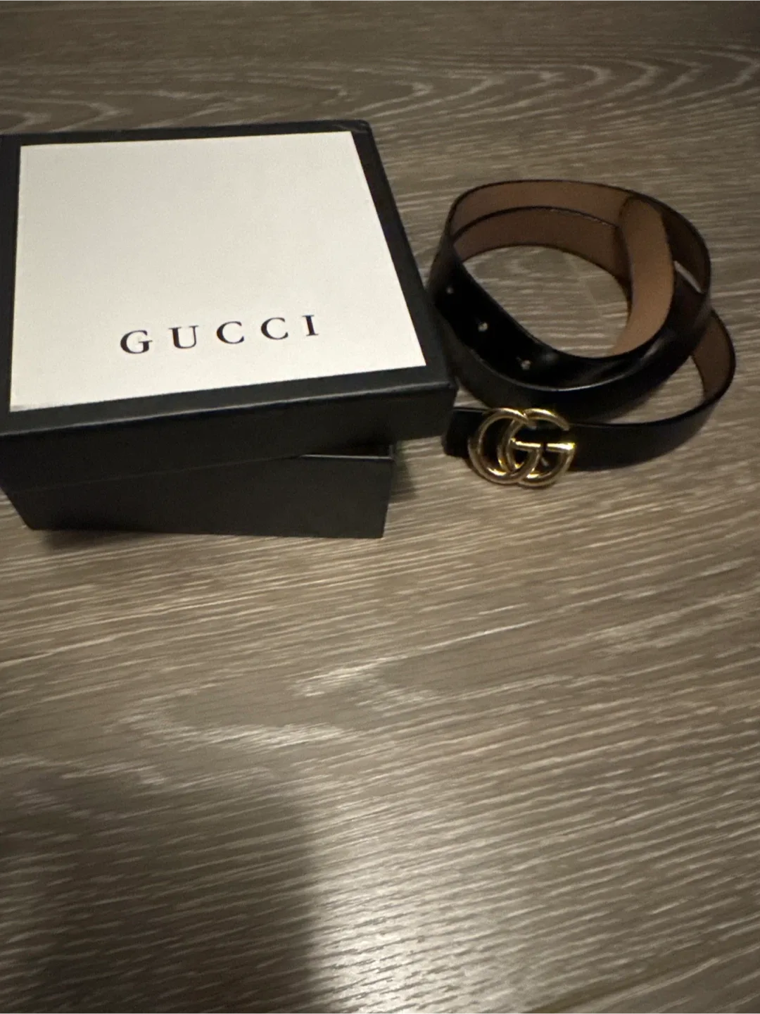 Gucci Black Leather Belt with Box