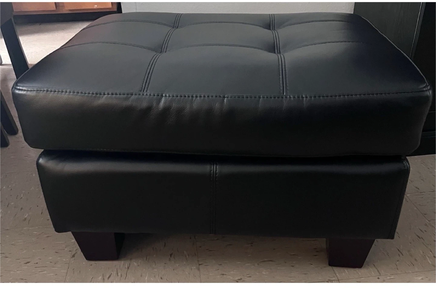 (3 piece)Black Leather Sofa, loveseat and Ottoman Set - photo 5