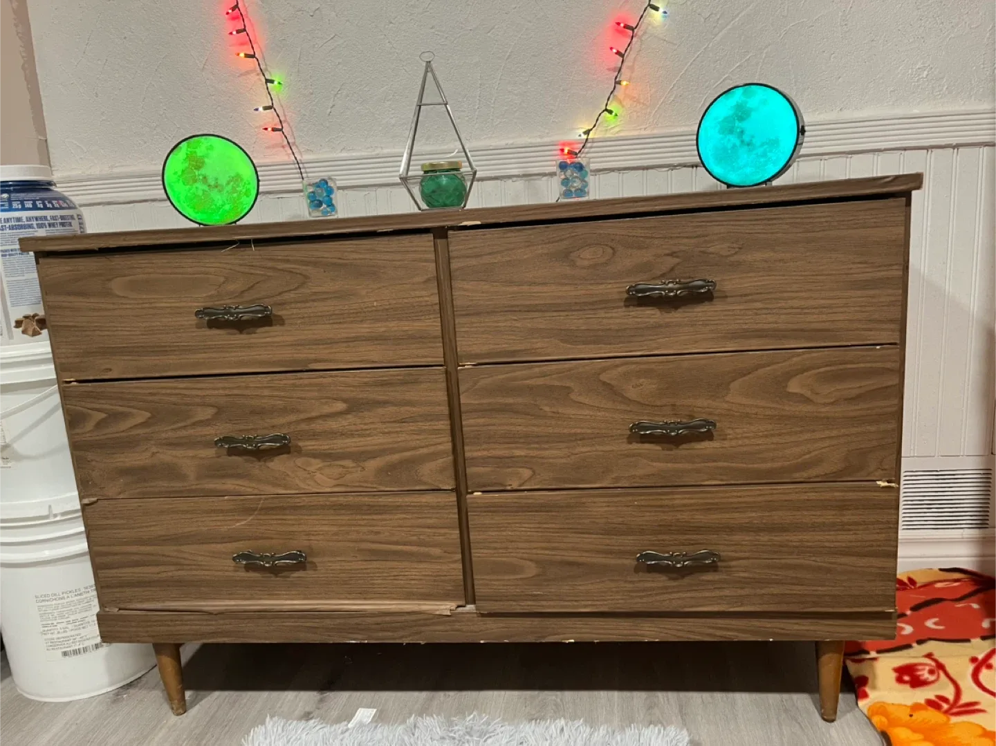 Vintage Brown Wood Dresser