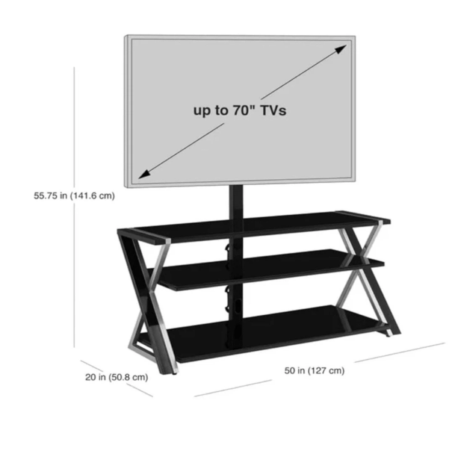 3-in-1 Solution Black TV Stand for up to 70" TVs - photo 2