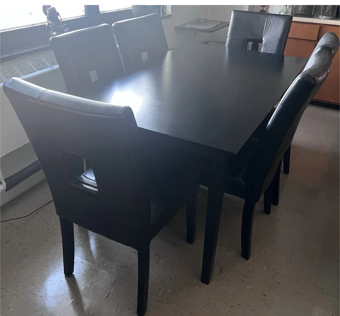Black Dining Table Set with 6 Chairs