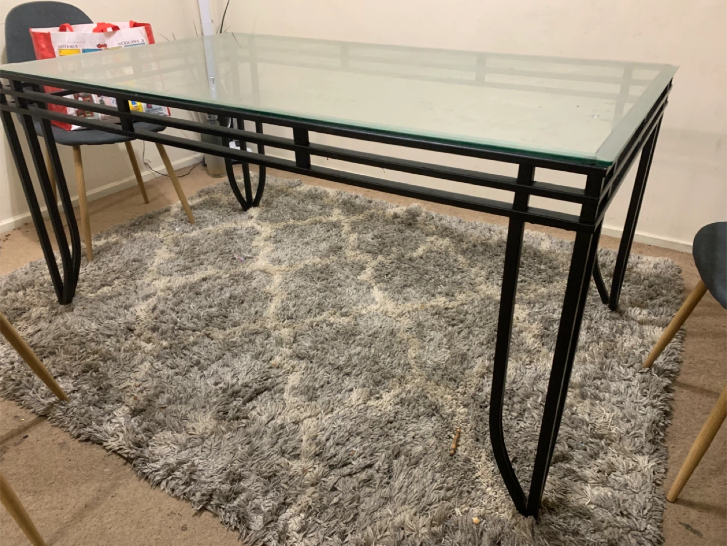 Glass top dining table with metal frame - photo 3