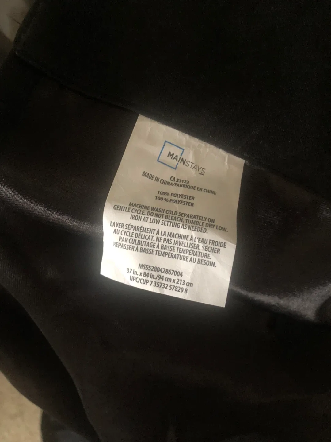 2 piece Mainstays Black Curtain 37x84 image indicator(2)