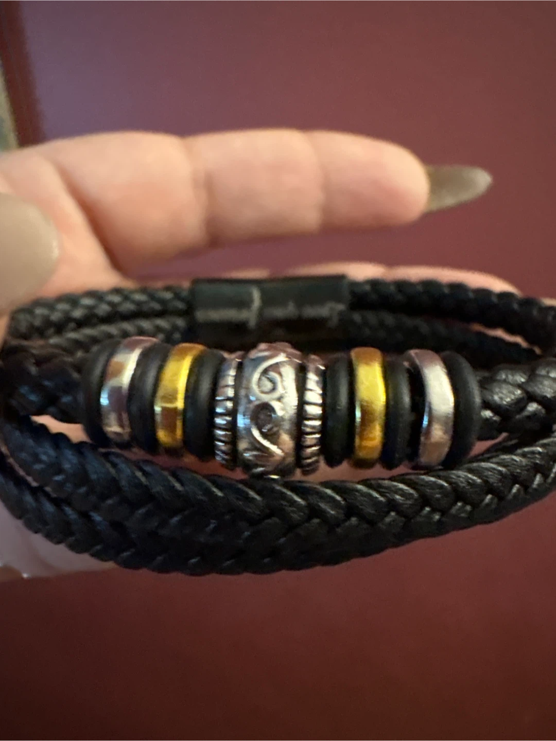 Engraved Love you Forever Black Braided Leather Bracelet - photo 5