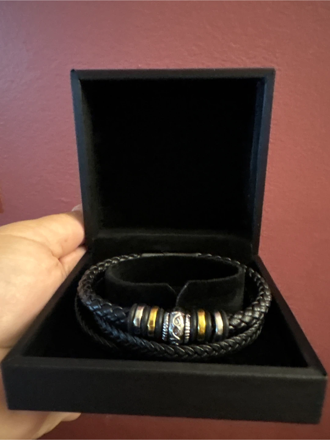 Engraved Love you Forever Black Braided Leather Bracelet - photo 4