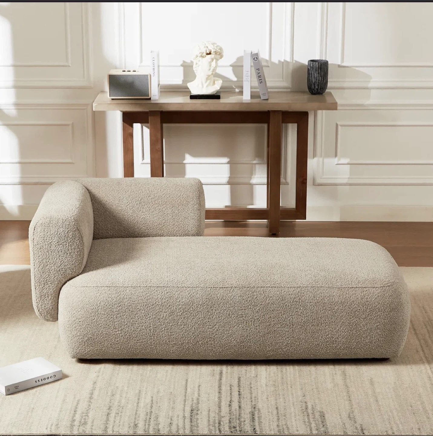 Boucle Cream Color Lounge Chair